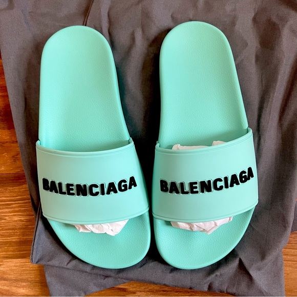 Balenciaga Shoes Nwt Balenciaga Pool Slides Mintblack Poshmark